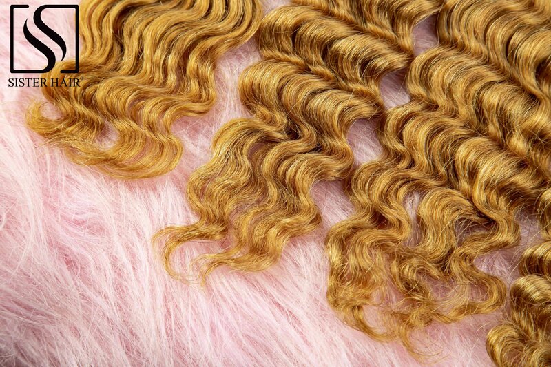 26 28 Cal ludzkich włosów o głębokiej fali do oplatania nieprzetworzonego wątku 100% Vingin kolorowe włosy dużych przedłużeń