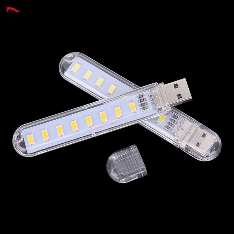미니 LED 휴대용 USB 조명, 컴퓨터 모바일 전원 램프, 야간 조명, 5V 8 LED, 1 개