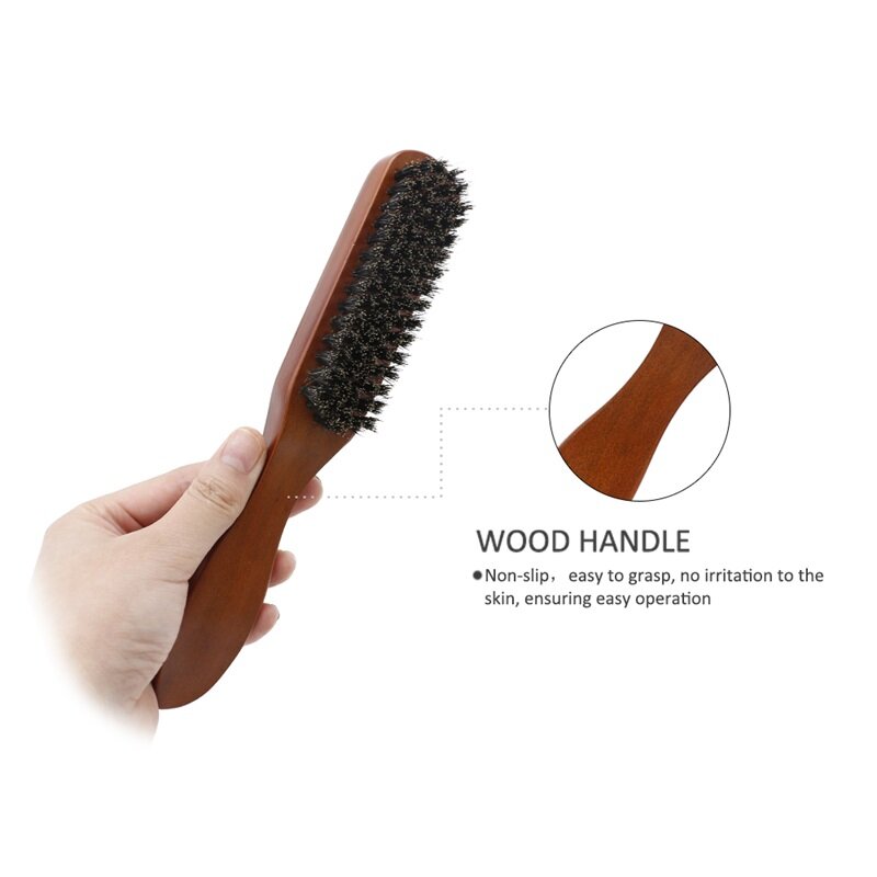 Парикмахерская щетка для бритья из цельной древесины в форме кабана, для массажа бороды, черная искусственная изогнутая деревянная Мужская щетка для бороды и усов