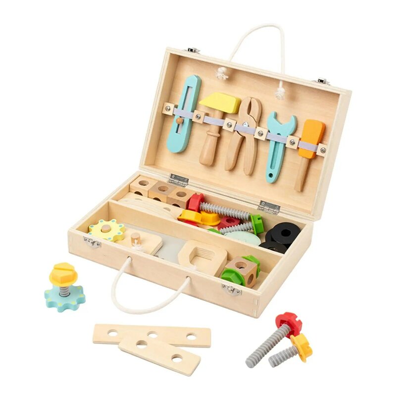 Holz Kleinkinder Werkzeugset Bau Bau Sets Spielzeug Werkzeug kasten Spielzeug für Kinder Mädchen Jungen Kleinkinder Kinder Geburtstags geschenke