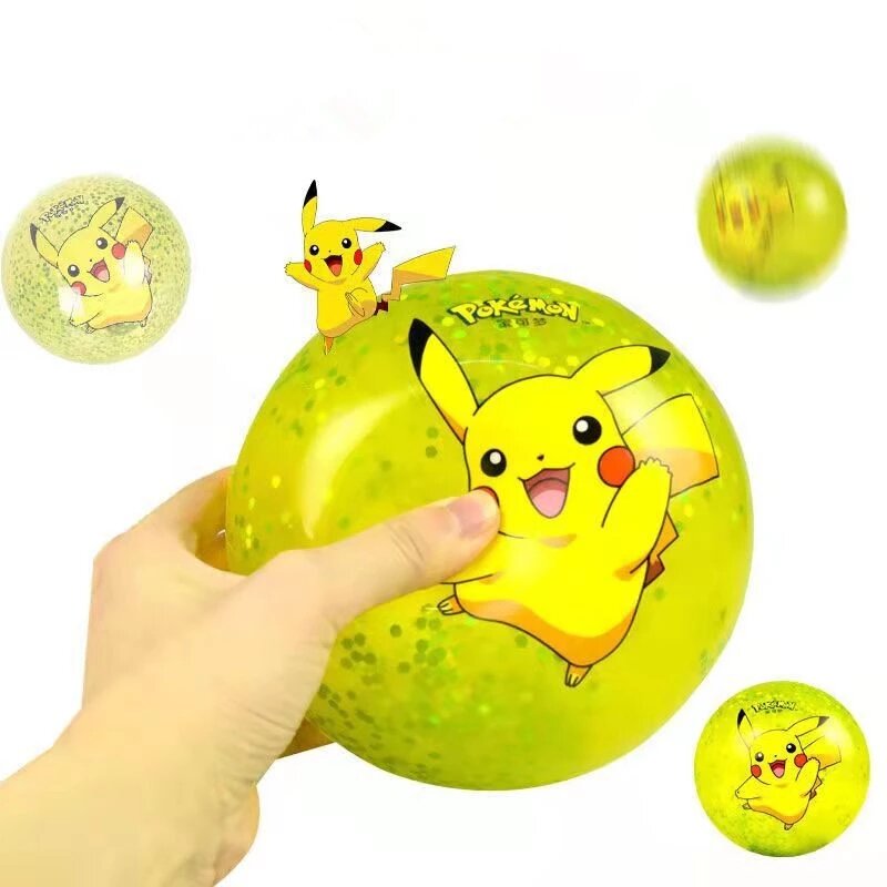Pokemon Pikachu Bola Sepak Bola, Bola Basket Bayi Kualitas Tinggi Bahan Kulit untuk Anak Laki-laki, Bola Mainan Dalam Ruangan Luar Ruangan