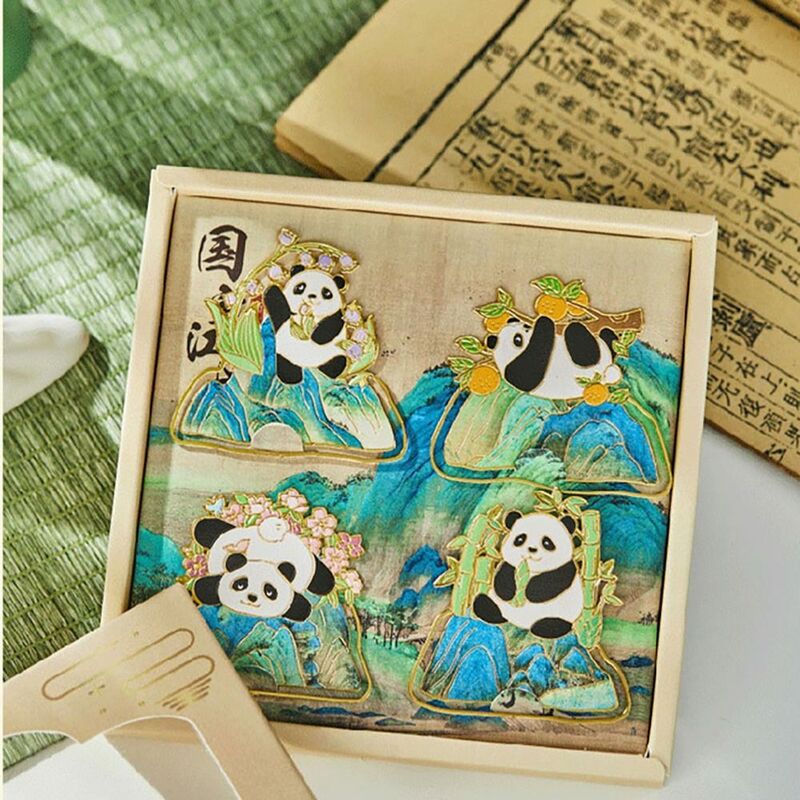 Panda Bookmark Chinese Style Creative Bookmarks Tassel Pendant Student Gift School Stationery Metal Bookmark High Quality