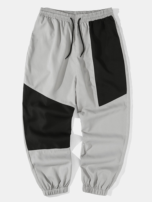 Модные летние длинные брюки ChArmkpR 2024, мужская одежда в стиле пэчворк, свободные брюки с завязкой на талии, длинные брюки, уличная одежда оверсайз