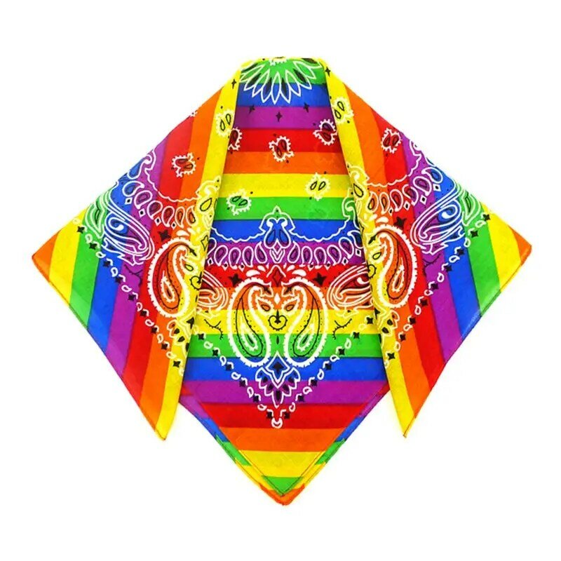 Hip Hop Rainbow Bandana ผ้าพันคอผมผ้าพันคอสำหรับผ้าพันคอสี่เหลี่ยมจัตุรัส Handkerchi