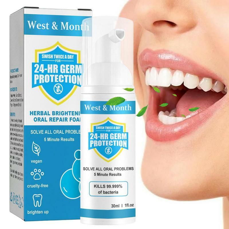 Mousse nettoyante pour les dents, hygiène buccale, blanchiment des dents, mousse blanche, 30ml