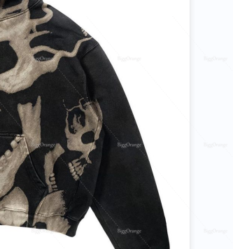 Nowa przednia i tylna duża czaszka z nadrukiem punk sweter z kapturem spersonalizowana bluza z kapturem