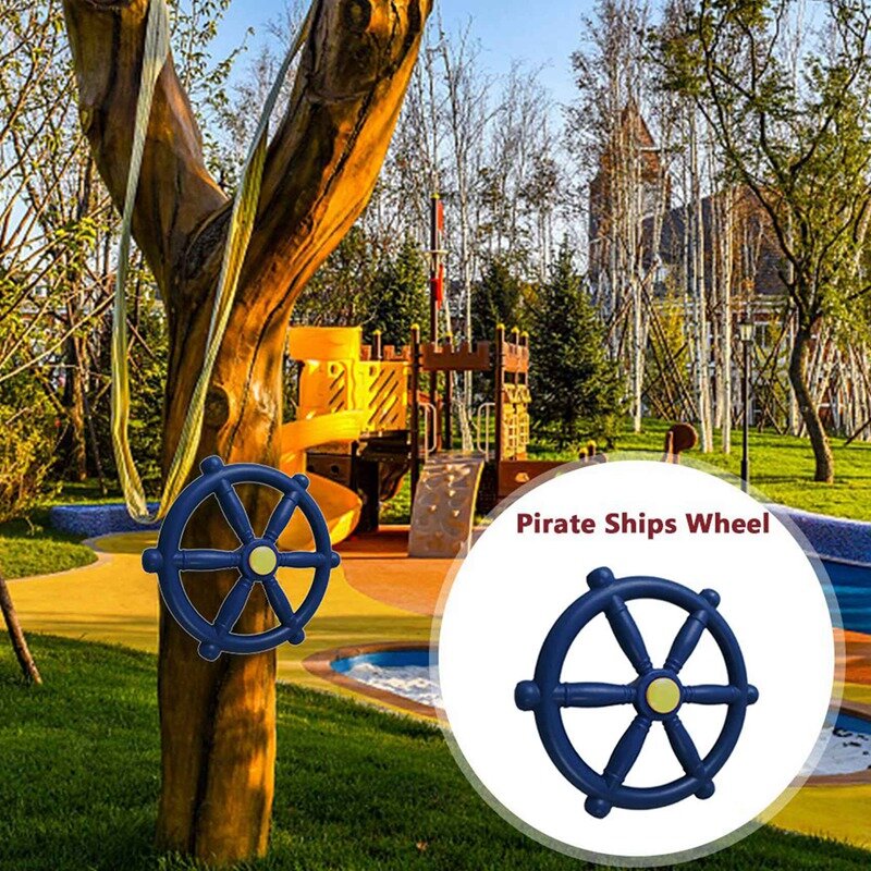 Volante Swingset para patio de juegos de niños, accesorio de volante, rueda de Barco Pirata para gimnasio en la jungla o juego de columpio azul, 2 uds.