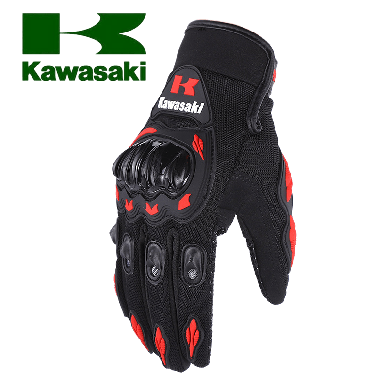 Kawasaki Gloves, All Finger Bicycle Breathable Gloves, Motorcycle Collision Avoidance Rider Gloves, Outdoor Sports Gloves