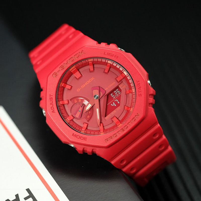 G-Shock 남성용 GA-2100 쿼츠 시계, 다기능 야외 스포츠, 충격 방지 LED 다이얼, 듀얼 디스플레이 시계, 캐주얼 패션