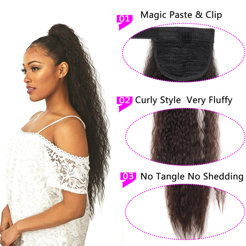 34inch Synthetic Corn Wavy Long Ponytail For Women Hairpiece Wrap On Clip Hair Extensions Blonde Ombre Black Brown Pony Tail