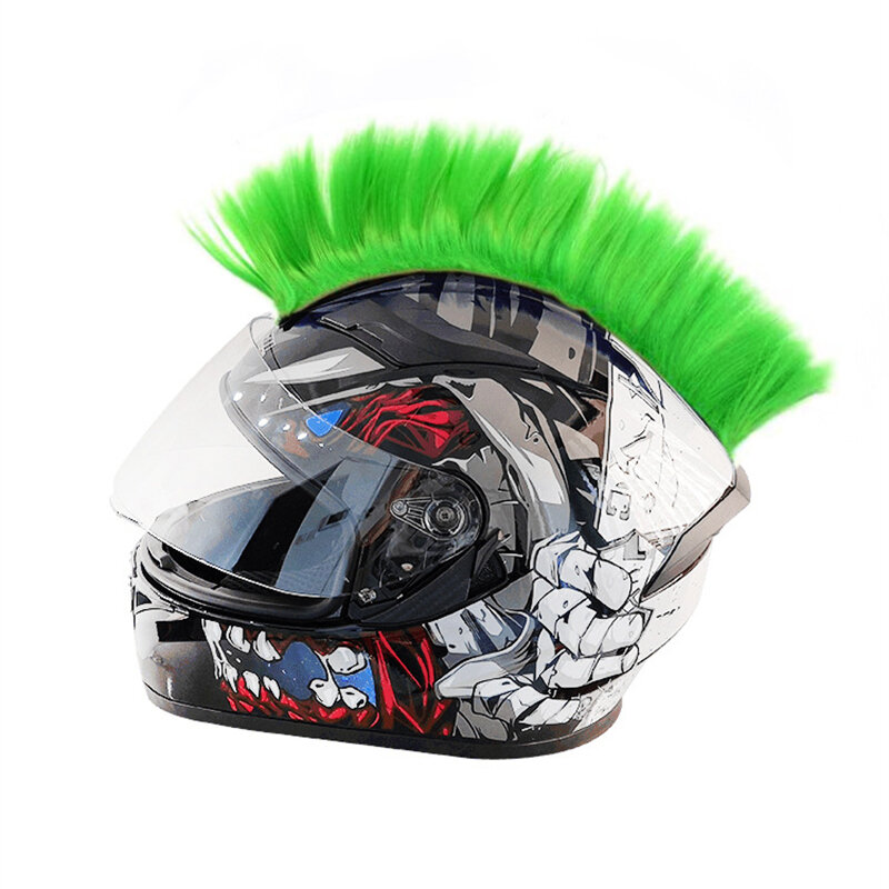 Coloridas decoraciones para casco, pelo Punk para bicicleta, pelucas sintéticas universales Hawks Mohawk, accesorios reutilizables para motocicleta y coche