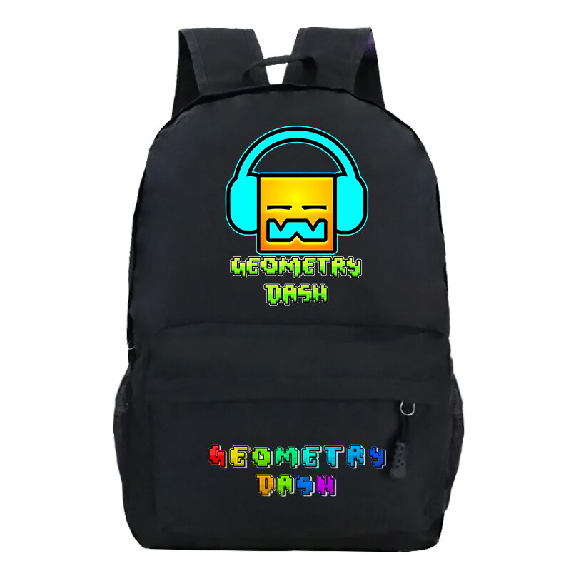 Leve Geometria Dash Pattern School Bags, Mochilas dos desenhos animados para meninos, Bookbag do portátil do adolescente, Mochila esportiva do estudante, Saco ao ar livre