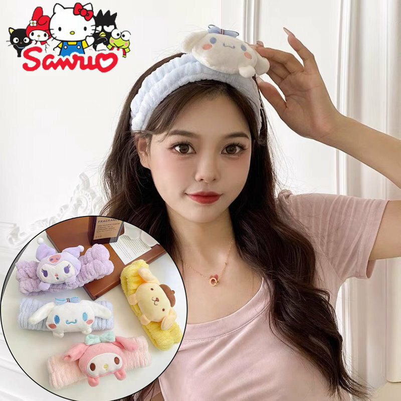 Hoạt Hình Đầu Sanrio Giai Điệu Kuromi Cinnamoroll Pochacco Trang Điểm Dễ Thương Mũ Trùm Đầu Rửa Rửa Băng Vòng Phụ Kiện Tóc