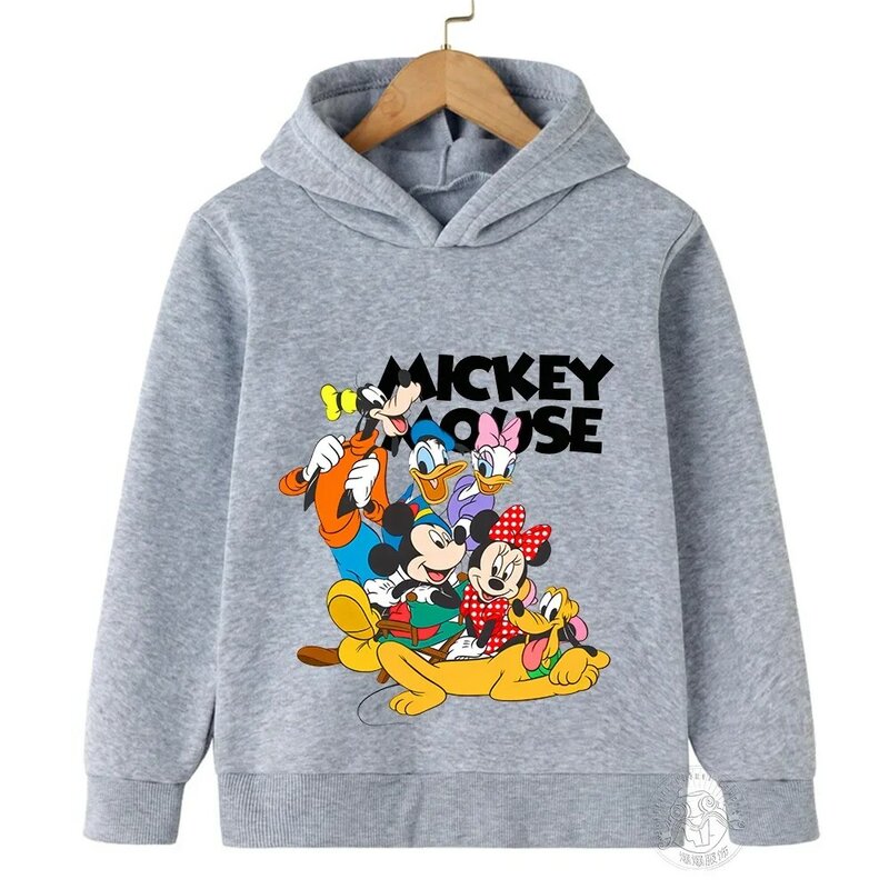 Disney-Sweat-shirt Minnie Cartoon Print pour enfants, sweat à capuche Sportedly pour garçons et filles, vêtements décontractés, printemps, automne
