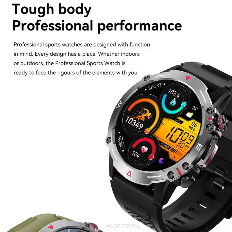 Montre intelligente de sport de plein air robuste pour hommes, HK87, écran AMOLED, appel Bluetooth, voix AI, tracker d'activité, 410mAh
