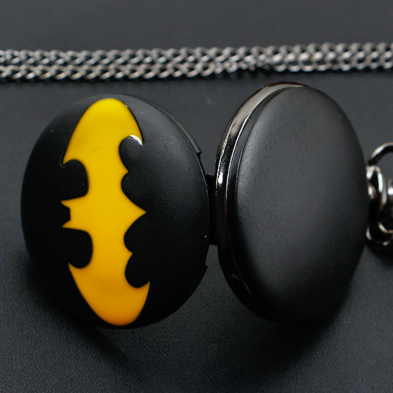 Retro Dark Bat Badge Quartz Pocket Watch Steampunk Vintage Bracelet Waist Chain Pendant Accessories Gift for Men Women