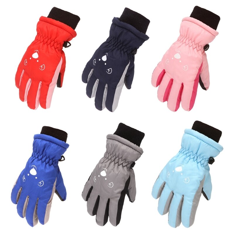 Children Skiing Cycling Gloves Toddler Thick Warm Mittens Bear Face Gloves