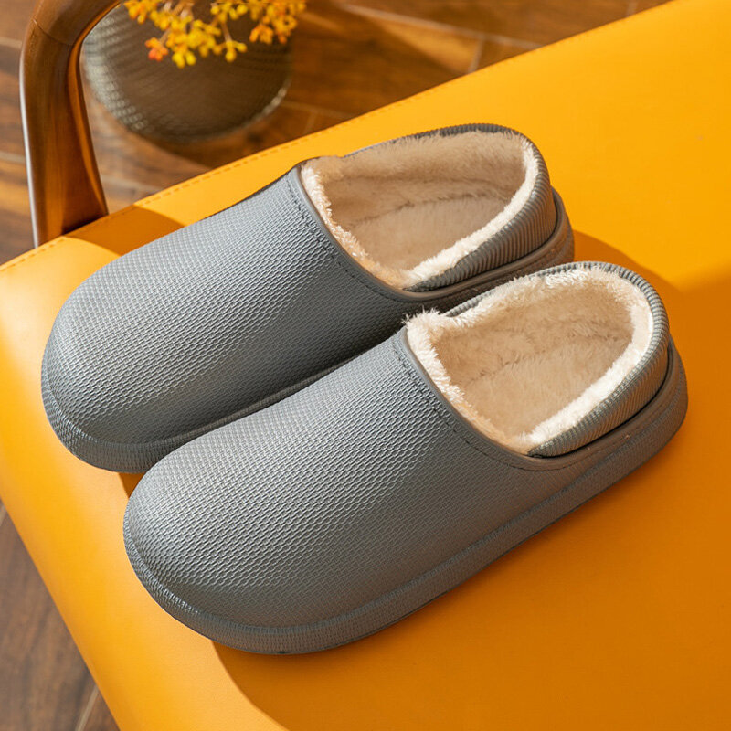 Pantofole invernali da uomo calde e comode più scarpe Casual in cotone antiscivolo in velluto a due pezzi scarpe da coppia antiscivolo impermeabili