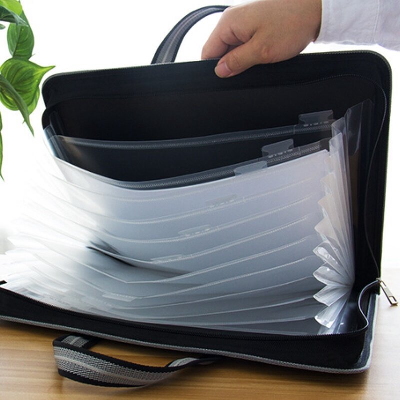 1 Piece Business Zipper Waterproof Insert File Bag 12 Oxford Cloth Organ Bag A4 Paper Folder Capacity Package Blue