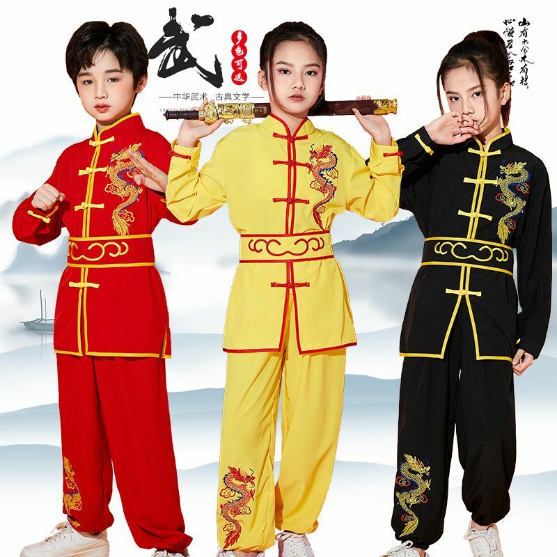 어린이 무술 세트, 중국 스타일 쿵푸 유니폼, 세트 자수, 우슈 훈련 세트 공연 세트, 2024