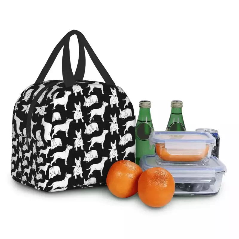 Bull Terrier kotak makan siang portabel anjing, tas makan siang terisolasi makanan termal pendingin hewan untuk anak-anak wanita sekolah tas piknik kerja