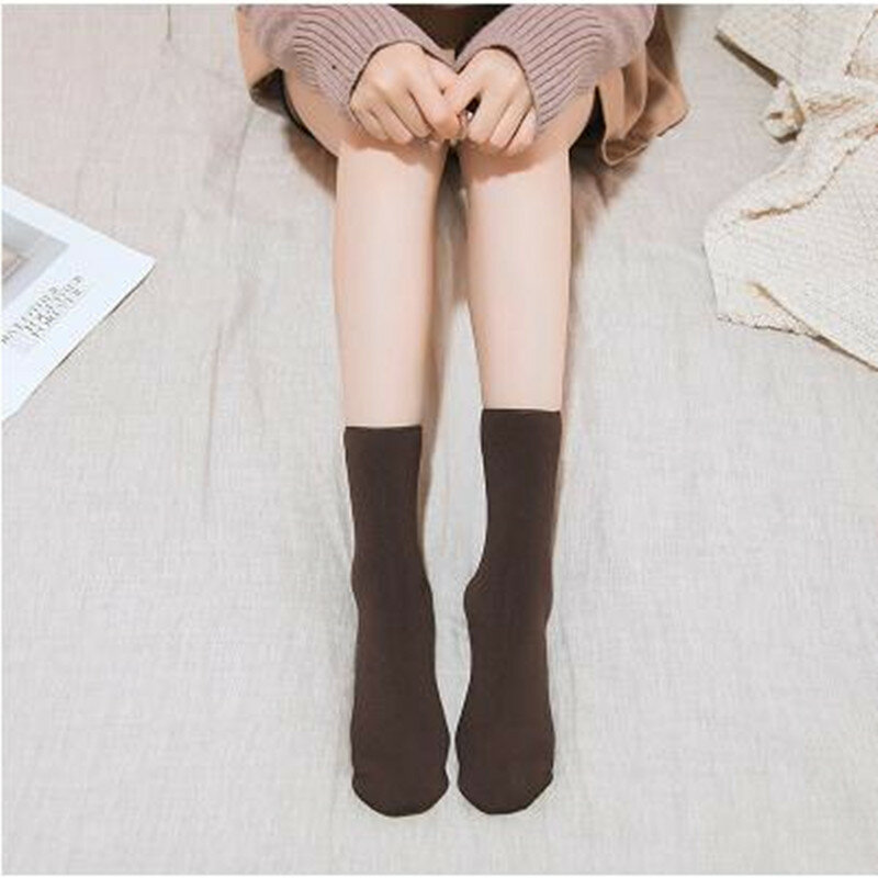 Women Winter Warm Thicken Thermal Socks Wool Cashmere Snow Black Skin Seamless Sock Velvet Soft Boots Floor Sleeping Socks