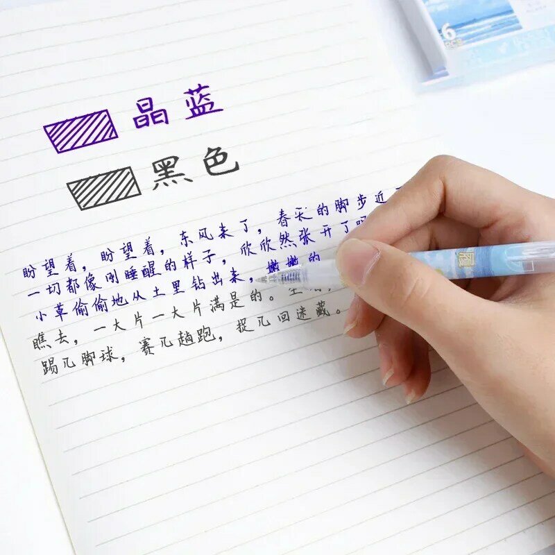 6 pz penne Gel cancellabili fiori romantici blu nero inchiostro firma penne con gomme 0.5mm penne carine strumenti di scrittura ufficio scuola