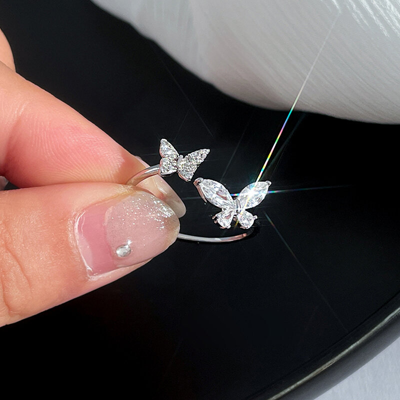 Женское Открытое кольцо в виде бабочки ANENJERY, дизайнерское кольцо на указательный палец премиум класса