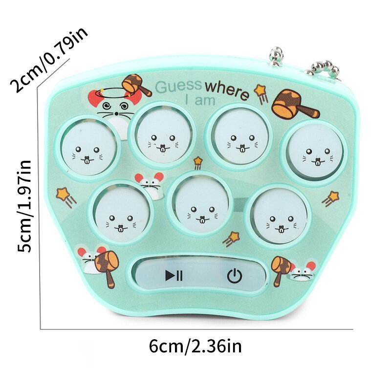 Mini consola de juegos whack-a-mole para adultos y niños, juguete de dibujos animados lindo con llavero