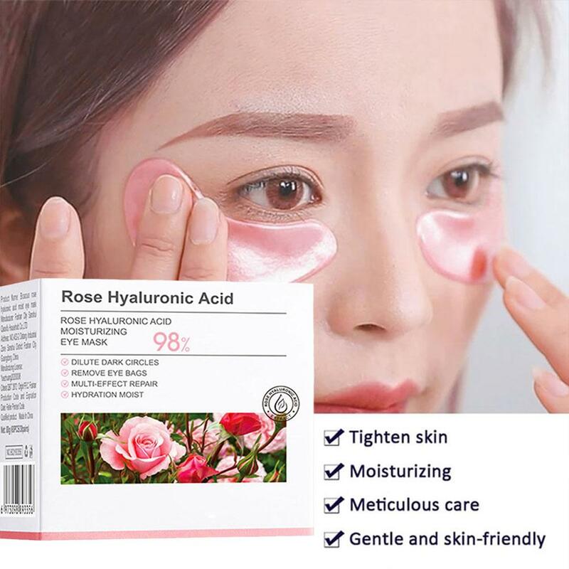 Masque hydratant pour les yeux à l'acide hyaluronique Rose, patch anti-âge pour les yeux noirs, améliore le sac, soins pour l'élimination des yeux, col V6tage
