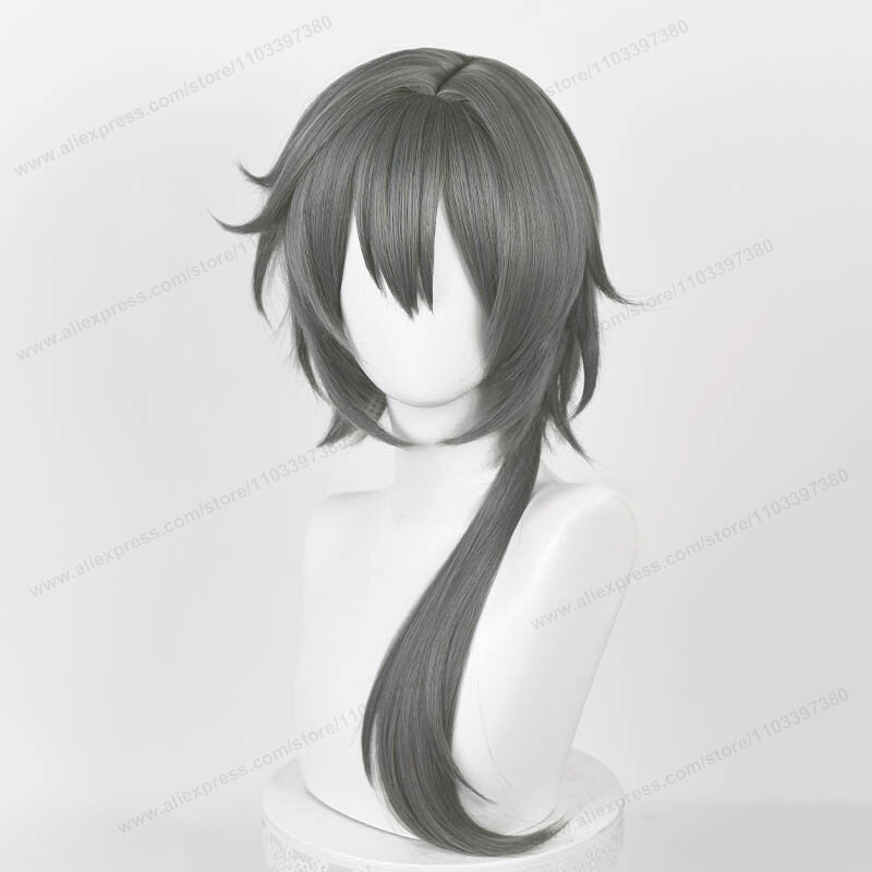 Game ES Crazy:B Shiina ditempat Wig Cosplay 60cm rambut abu-abu Wig sintetis tahan panas Anime + topi Wig