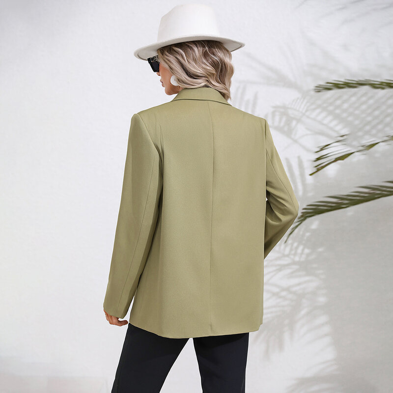 Fashion Lapel Blazers Women Spring Autumn 2023 New Solid Color Long Sleeve Suit Jacket Female 6 Colors