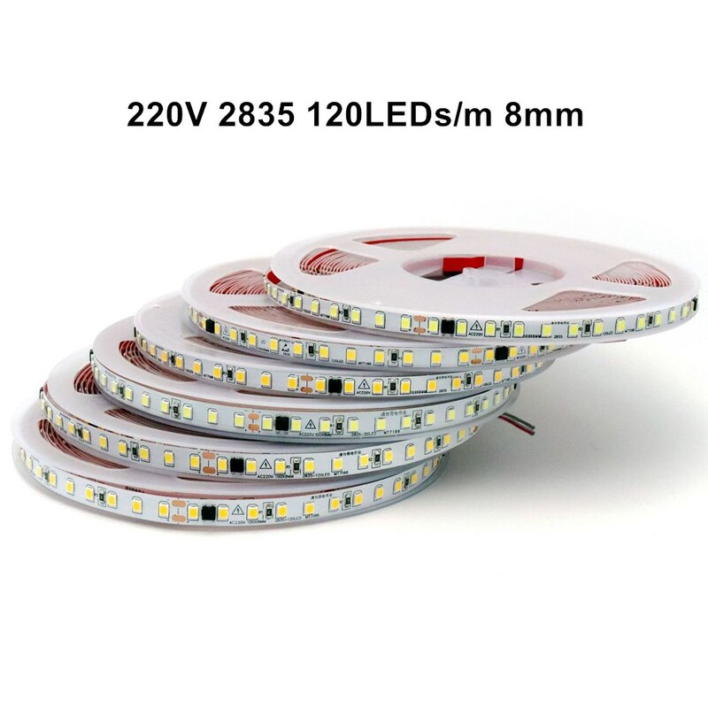 AC220V ~ 230V LED Strip Lights 2835 120/240 LED/m 5M lampada 220 V LED Strip Light 220 Volt diodo Tape lampada morbida flessibile per Bar Home