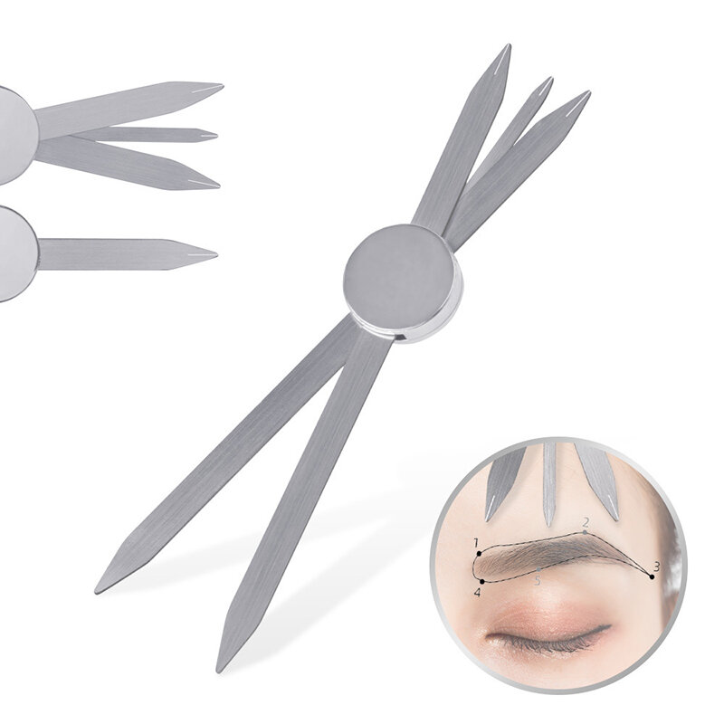 Aksesori Microblading kompas penggaris alis baja tahan karat untuk alat stensil ukur alis Makeup permanen perlengkapan tato