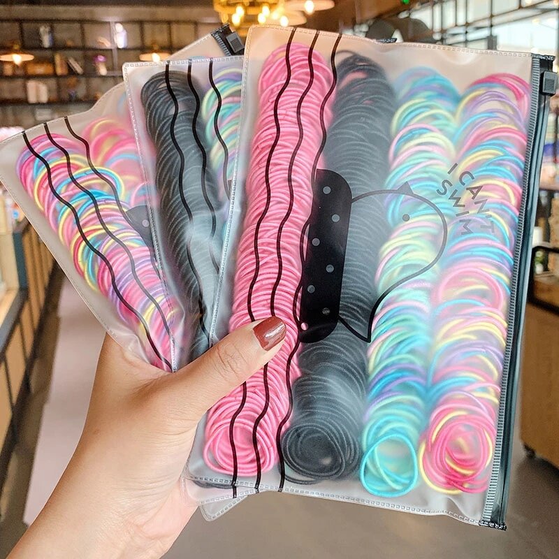 200/500 sztuk/worek dziewczynek uroczy kolorowy podstawowy elastyczne gumki do włosów uchwyt na kucyk dziecięcy gumka gumka do dziecięce akcesoria do włosów