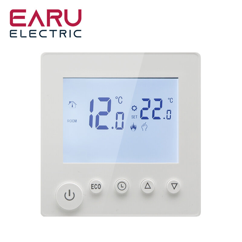 AC90V-240V 3A 16A Water Electric Floor Heating TRV House Room Thermostat Temperature Controller Digital LCD Display Wall Mounted