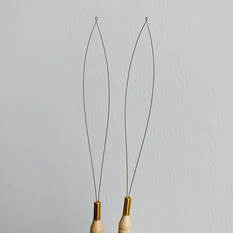 Outil de boucle de micro anneaux, enfileur de boucle, aiguille de traction, utilisé avec une pince à cheveux et des perles pour les outils d'extension de plumes de cheveux humains