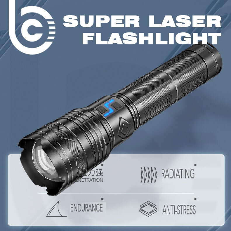 Lanterna LED Super Brilhante de Longo Alcance Poderosa, Lanterna USB Recarregável, Luz Exterior Zoomable, Tipo-C, 24000mAh, 11200mAh, Alta 100W