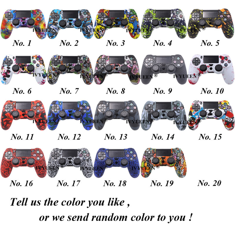 IVYUEEN-Étui de protection en silicone camouflage, capuchons de manette, poignées de pouce, 19 couleurs, Sony Dualshock 4, PS4, DS4 Pro Slim