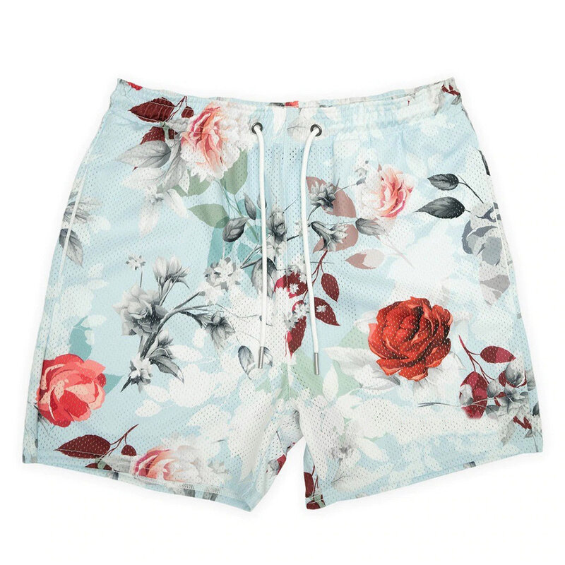 New Flowers Design Shorts Women Men Vintage Trendy Oversize Street Sports Outdoor Shorts Hawaii Beach Short Pants Swim Trunks