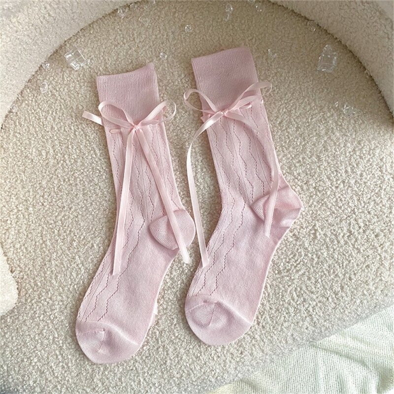 Летние дышащие носки с бантом, повседневные однотонные бандажные Повседневные носки в балетном стиле для женщин, повседневные носки M6CD