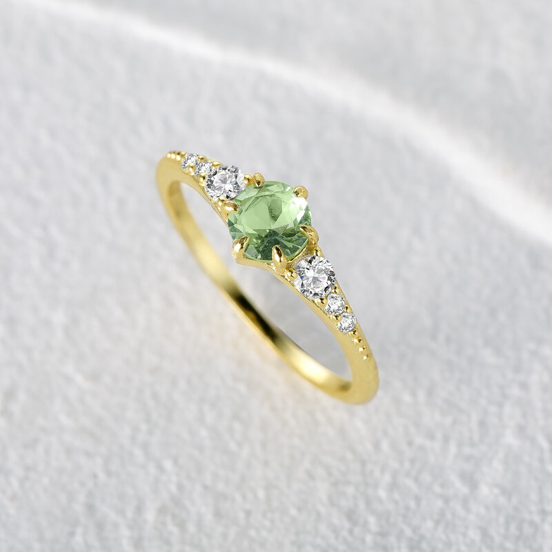 Aide 925 Sterling Silver świeża mięta zielona cyrkonią pierścionki dla kobiet minimalistyczny kryształ cienki szczupły wieżowych pierścienie biżuteria