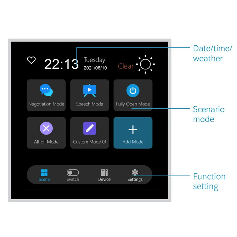 Painel LCD Touch Screen para Tuya Smart Home, Dispositivo de Controle Central, App conveniente, controle remoto, 3 Gang