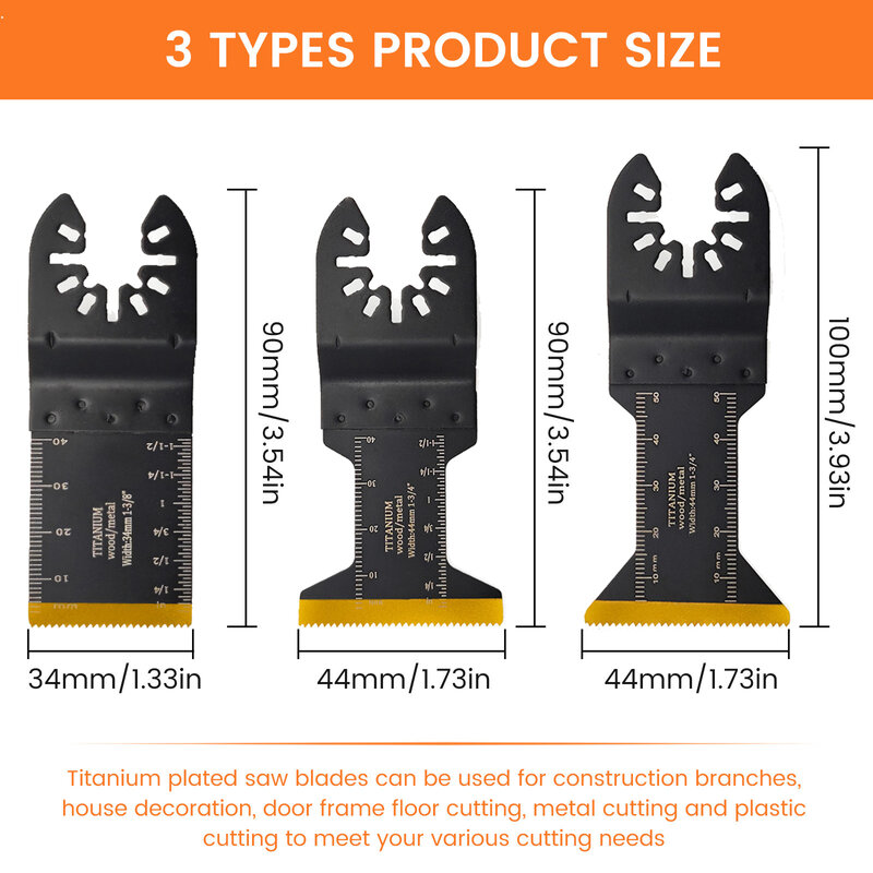 티타늄 진동 블레이드 멀티 툴 진동 톱날 도구, 목재 경질 재료 금속용 액세서리, 10mm, 20mm, 34mm, 45mm, 64mm, 88mm