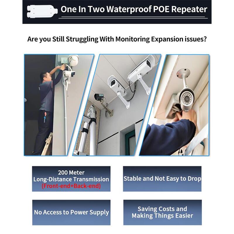 Wasserdichter Poe 2 Port Repeater IP66 802,3 MBit/s 1 bis 2 Poe Extender mit ieee802.3af/bei 48V Outdoor für Poe Switch Kamera