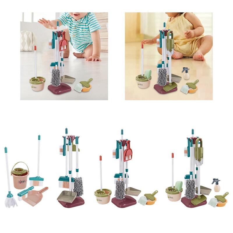 Kids 'Cleaning Toy Vassoura, Dustpan e Mop Set, Role Play Game para Crianças