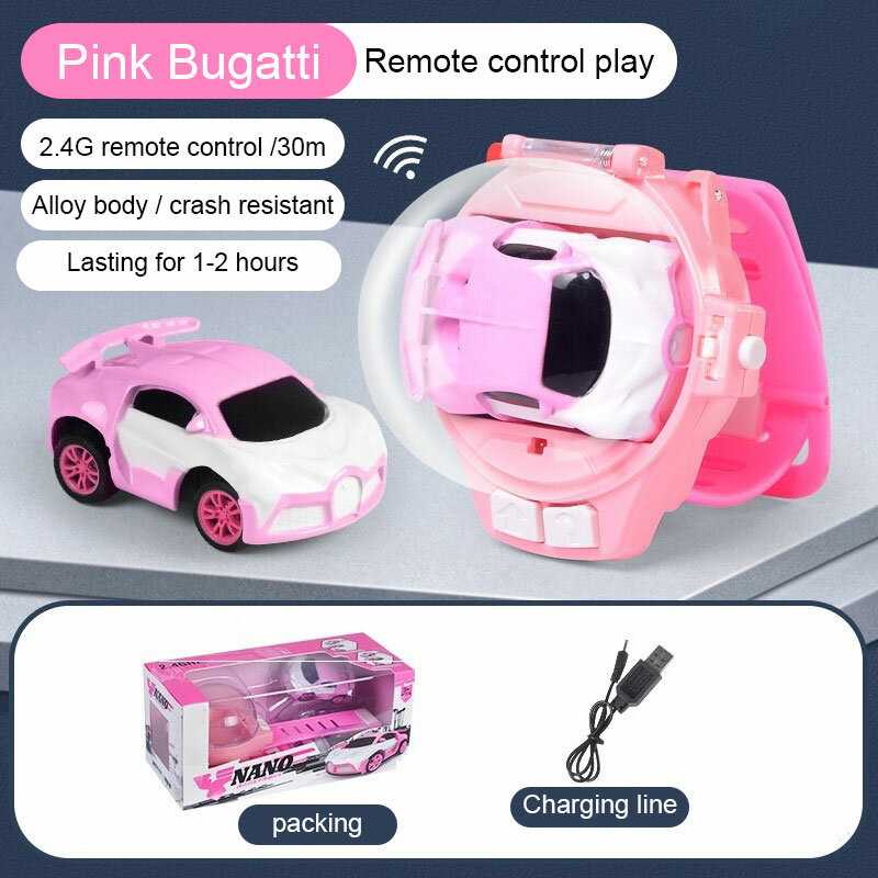 Mini montre de dessin animé pour enfants, voiture télécommandée, jouets, poignet électrique, Rechargeable, voitures de course, cadeau pour garçons et filles