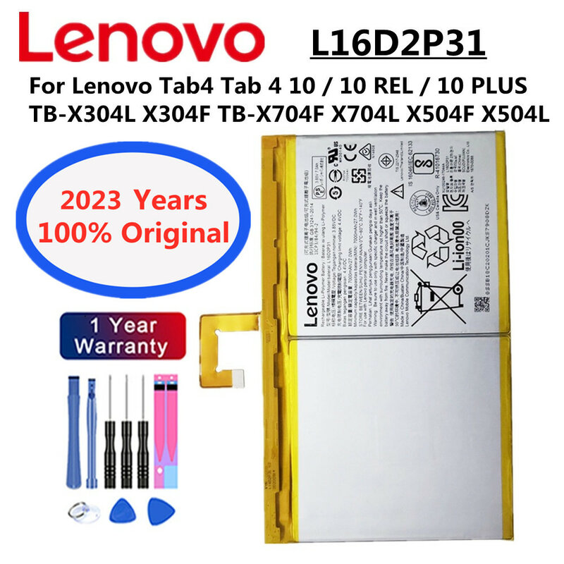 L16D2P31 Original Battery For Lenovo Tab4 Tab 4 10 / 10 REL / 10 PLUS TB-X304L X304F TB-X704F X704L X504F X504L 7000mAh Batteria