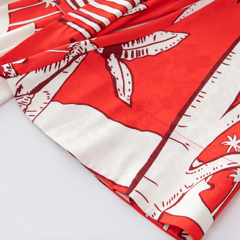 2023 Nieuwe Zomer Modeontwerper Vintage Casual Dames V-Hals Vetersluiting Taille Rode Bloem Print Maxi Lange Jurk