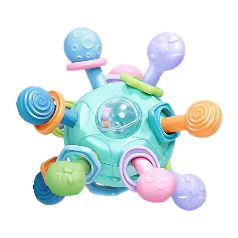 Bola de mordedor de Manhattan para bebé, juguetes de agarre con sonajero suave, Bola de mordedor de sonido segura y fácil de sostener para niños